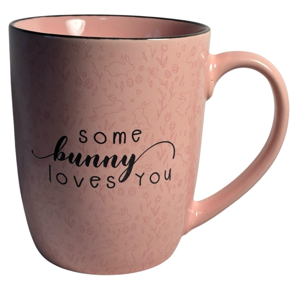 Some Bunny Loves You Pink Coffee Cup Mug Faint bunnies AOP EUC girlfriend gift